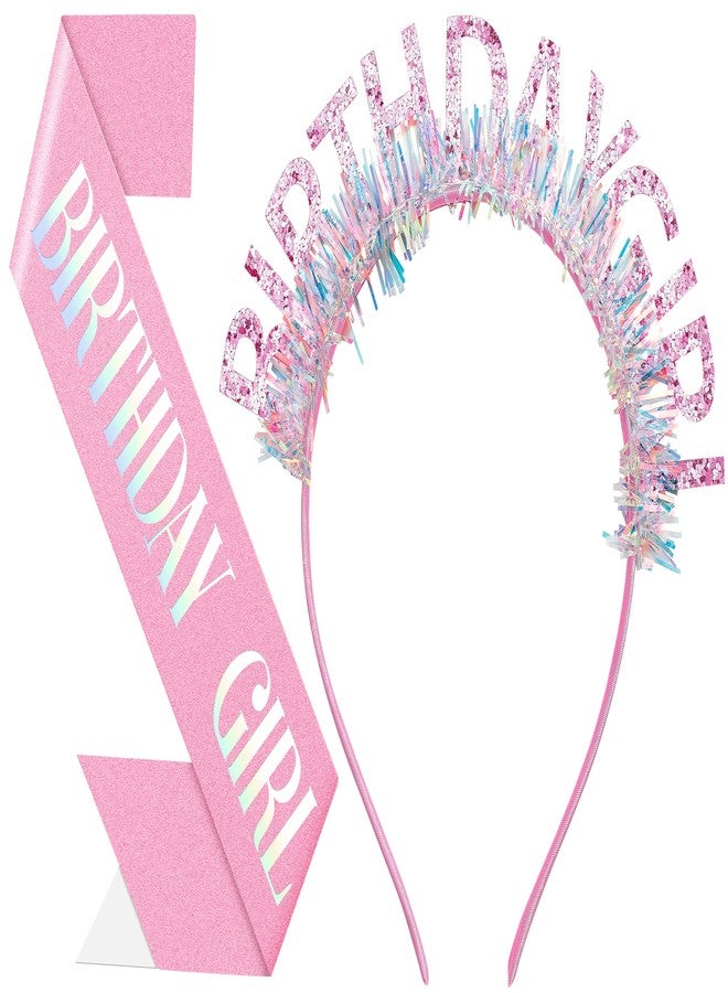 Papoopy Birthday Headband with Sash for Women, Birthday Crwon Tiara for Decorations - Image 1